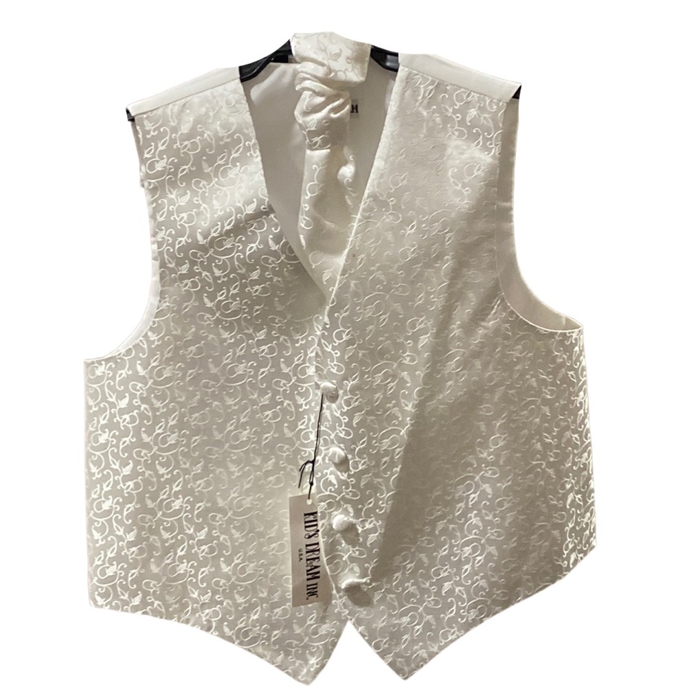 Kids Dream White Flower Vest Tie Set Boys and Youth